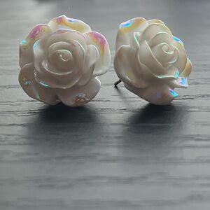 Iridescent Rose Stud Earrings